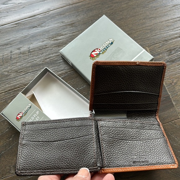 Nocona Tooled Leather,beaded diamond Aztec, Bi-Fold Flip,Western,slim fit wallet - Picture 5 of 11